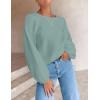 imageZESICA Womens Crew Neck Long Lantern Sleeve Fall 2025 Casual Loose Ribbed Knit Solid Soft Pullover Sweater TopsLake