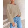 imageZESICA Womens Crew Neck Long Lantern Sleeve Fall 2025 Casual Loose Ribbed Knit Solid Soft Pullover Sweater TopsOatmeal