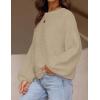 imageZESICA Womens Crew Neck Long Lantern Sleeve Fall 2025 Casual Loose Ribbed Knit Solid Soft Pullover Sweater TopsOatmeal