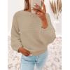 imageZESICA Womens Crew Neck Long Lantern Sleeve Fall 2025 Casual Loose Ribbed Knit Solid Soft Pullover Sweater TopsOatmeal