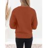 imageZESICA Womens Crew Neck Long Lantern Sleeve Fall 2025 Casual Loose Ribbed Knit Solid Soft Pullover Sweater TopsOrange