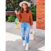 imageZESICA Womens Crew Neck Long Lantern Sleeve Fall 2025 Casual Loose Ribbed Knit Solid Soft Pullover Sweater TopsOrange