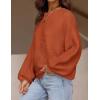 imageZESICA Womens Crew Neck Long Lantern Sleeve Fall 2025 Casual Loose Ribbed Knit Solid Soft Pullover Sweater TopsOrange