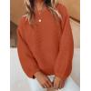 imageZESICA Womens Crew Neck Long Lantern Sleeve Fall 2025 Casual Loose Ribbed Knit Solid Soft Pullover Sweater TopsOrange