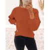 imageZESICA Womens Crew Neck Long Lantern Sleeve Fall 2025 Casual Loose Ribbed Knit Solid Soft Pullover Sweater TopsOrange