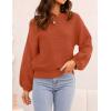 imageZESICA Womens Crew Neck Long Lantern Sleeve Fall 2025 Casual Loose Ribbed Knit Solid Soft Pullover Sweater TopsOrange