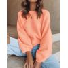 imageZESICA Womens Crew Neck Long Lantern Sleeve Fall 2025 Casual Loose Ribbed Knit Solid Soft Pullover Sweater TopsPeach