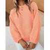 imageZESICA Womens Crew Neck Long Lantern Sleeve Fall 2025 Casual Loose Ribbed Knit Solid Soft Pullover Sweater TopsPeach