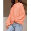 imageZESICA Womens Crew Neck Long Lantern Sleeve Fall 2025 Casual Loose Ribbed Knit Solid Soft Pullover Sweater TopsPeach