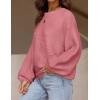 imageZESICA Womens Crew Neck Long Lantern Sleeve Fall 2025 Casual Loose Ribbed Knit Solid Soft Pullover Sweater TopsPink