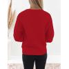 imageZESICA Womens Crew Neck Long Lantern Sleeve Fall 2025 Casual Loose Ribbed Knit Solid Soft Pullover Sweater TopsRed