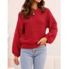 imageZESICA Womens Crew Neck Long Lantern Sleeve Fall 2025 Casual Loose Ribbed Knit Solid Soft Pullover Sweater TopsRed
