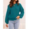 imageZESICA Womens Crew Neck Long Lantern Sleeve Fall 2025 Casual Loose Ribbed Knit Solid Soft Pullover Sweater TopsTeal