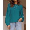 imageZESICA Womens Crew Neck Long Lantern Sleeve Fall 2025 Casual Loose Ribbed Knit Solid Soft Pullover Sweater TopsTeal