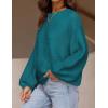 imageZESICA Womens Crew Neck Long Lantern Sleeve Fall 2025 Casual Loose Ribbed Knit Solid Soft Pullover Sweater TopsTeal