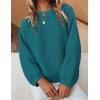 imageZESICA Womens Crew Neck Long Lantern Sleeve Fall 2025 Casual Loose Ribbed Knit Solid Soft Pullover Sweater TopsTeal