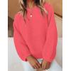 imageZESICA Womens Crew Neck Long Lantern Sleeve Fall 2025 Casual Loose Ribbed Knit Solid Soft Pullover Sweater TopsWatermelon