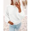 imageZESICA Womens Crew Neck Long Lantern Sleeve Fall 2025 Casual Loose Ribbed Knit Solid Soft Pullover Sweater TopsWhite
