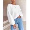 imageZESICA Womens Crew Neck Long Lantern Sleeve Fall 2025 Casual Loose Ribbed Knit Solid Soft Pullover Sweater TopsWhite
