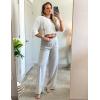 imageZESICA Womens Crew Neck Long Lantern Sleeve Fall 2025 Casual Loose Ribbed Knit Solid Soft Pullover Sweater TopsWhite