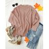 imageZESICA Womens Fall 2025 Casual Long Sleeve Crew Neck Side Slit Oversized Ribbed Knit Pullover Sweater TopsAlmond