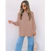 imageZESICA Womens Fall 2025 Casual Long Sleeve Crew Neck Side Slit Oversized Ribbed Knit Pullover Sweater TopsAlmond