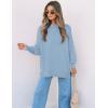 imageZESICA Womens Fall 2025 Casual Long Sleeve Crew Neck Side Slit Oversized Ribbed Knit Pullover Sweater TopsBlue