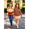 imageZESICA Womens Fall 2025 Casual Long Sleeve Crew Neck Side Slit Oversized Ribbed Knit Pullover Sweater TopsCaramel
