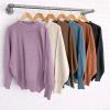 imageZESICA Womens Fall 2025 Casual Long Sleeve Crew Neck Side Slit Oversized Ribbed Knit Pullover Sweater TopsCoffee