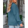 imageZESICA Womens Fall 2025 Casual Long Sleeve Crew Neck Side Slit Oversized Ribbed Knit Pullover Sweater TopsDustyblue