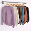 imageZESICA Womens Fall 2025 Casual Long Sleeve Crew Neck Side Slit Oversized Ribbed Knit Pullover Sweater TopsDustyblue