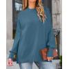 imageZESICA Womens Fall 2025 Casual Long Sleeve Crew Neck Side Slit Oversized Ribbed Knit Pullover Sweater TopsDustyblue