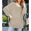 imageZESICA Womens Fall 2025 Casual Long Sleeve Crew Neck Side Slit Oversized Ribbed Knit Pullover Sweater TopsGreyapricot