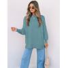 imageZESICA Womens Fall 2025 Casual Long Sleeve Crew Neck Side Slit Oversized Ribbed Knit Pullover Sweater TopsLake