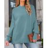 imageZESICA Womens Fall 2025 Casual Long Sleeve Crew Neck Side Slit Oversized Ribbed Knit Pullover Sweater TopsLake