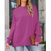 imageZESICA Womens Fall 2025 Casual Long Sleeve Crew Neck Side Slit Oversized Ribbed Knit Pullover Sweater TopsLilac