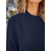 imageZESICA Womens Fall 2025 Casual Long Sleeve Crew Neck Side Slit Oversized Ribbed Knit Pullover Sweater TopsNavy
