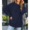 imageZESICA Womens Fall 2025 Casual Long Sleeve Crew Neck Side Slit Oversized Ribbed Knit Pullover Sweater TopsNavy
