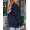 imageZESICA Womens Fall 2025 Casual Long Sleeve Crew Neck Side Slit Oversized Ribbed Knit Pullover Sweater TopsNavy