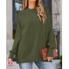 imageZESICA Womens Fall 2025 Casual Long Sleeve Crew Neck Side Slit Oversized Ribbed Knit Pullover Sweater TopsOlive