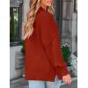 imageZESICA Womens Fall 2025 Casual Long Sleeve Crew Neck Side Slit Oversized Ribbed Knit Pullover Sweater TopsRust