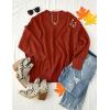 imageZESICA Womens Fall 2025 Casual Long Sleeve Crew Neck Side Slit Oversized Ribbed Knit Pullover Sweater TopsRust