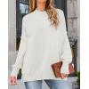 imageZESICA Womens Fall 2025 Casual Long Sleeve Crew Neck Side Slit Oversized Ribbed Knit Pullover Sweater TopsWhite