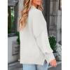 imageZESICA Womens Fall 2025 Casual Long Sleeve Crew Neck Side Slit Oversized Ribbed Knit Pullover Sweater TopsWhite