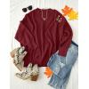 imageZESICA Womens Fall 2025 Casual Long Sleeve Crew Neck Side Slit Oversized Ribbed Knit Pullover Sweater TopsWine