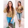 imageZESICA Womens Fall 2025 Wrap V Neck Long Batwing Sleeve Belted Waist Ruffle Knitted Sweater Pullover TopCamel