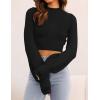 imageZESICA Womens Fall Mock Neck Cropped Sweater Long Sleeve Soft Ribbed Knit Pullover Jumper TopsBlack