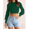 imageZESICA Womens Fall Mock Neck Cropped Sweater Long Sleeve Soft Ribbed Knit Pullover Jumper TopsDarkgreen