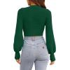 imageZESICA Womens Fall Mock Neck Cropped Sweater Long Sleeve Soft Ribbed Knit Pullover Jumper TopsDarkgreen