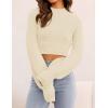 imageZESICA Womens Fall Mock Neck Cropped Sweater Long Sleeve Soft Ribbed Knit Pullover Jumper TopsIvory